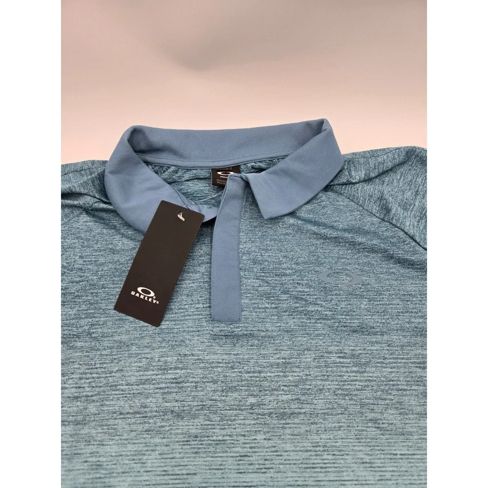 Oakley Mens Four Jack Gradient Polo Shirt Light Foam‎ Blue XL 434315 NEW - Picture 2 of 8